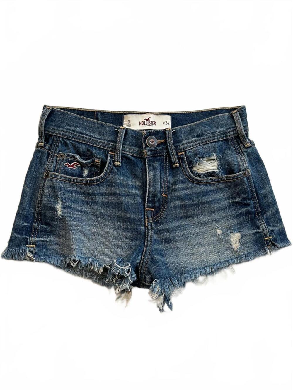 Hollister Distressed Dark Blue Denim Jean Shorts